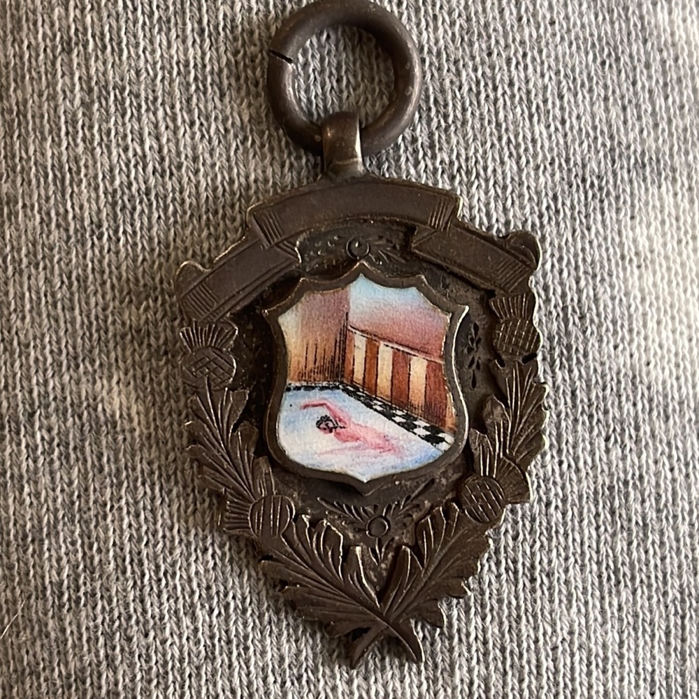 Antique silver & enamel swim medal🏊🏼‍♀️